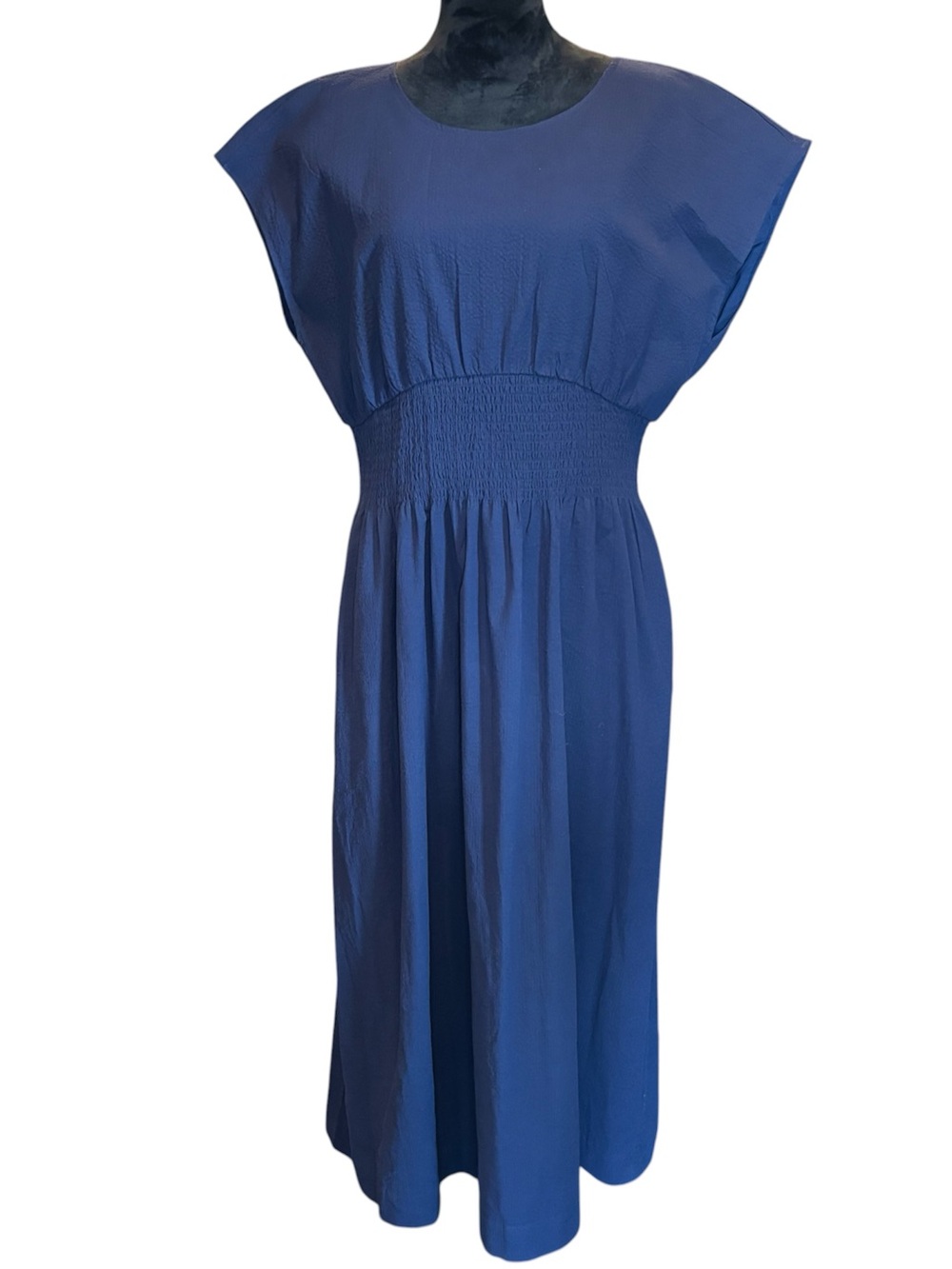 NWT Daniel Rain Smocked-Waist Midi/MaxiDress,XL,Prairie Church Effortless Office